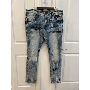 AHP Another Hype Piece Jeans 40 X 34 Mens Denim Distressed Y2K NWT